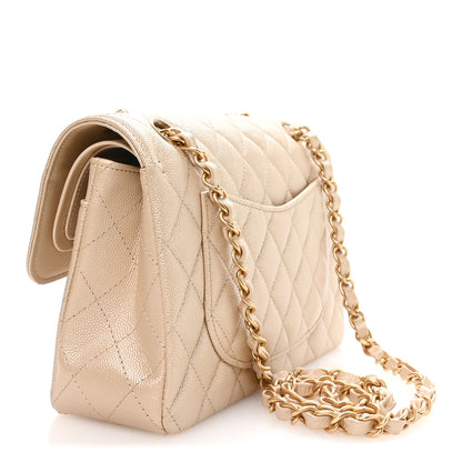 Chanel Metallic Caviar Quilted Small Double Flap Beige 5 of 21