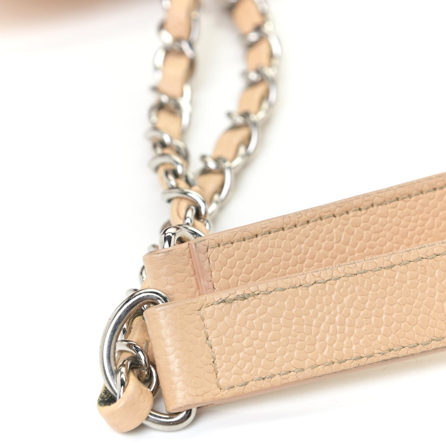 Perforated Grained Calfskin Small Shopping Tote Light Coral