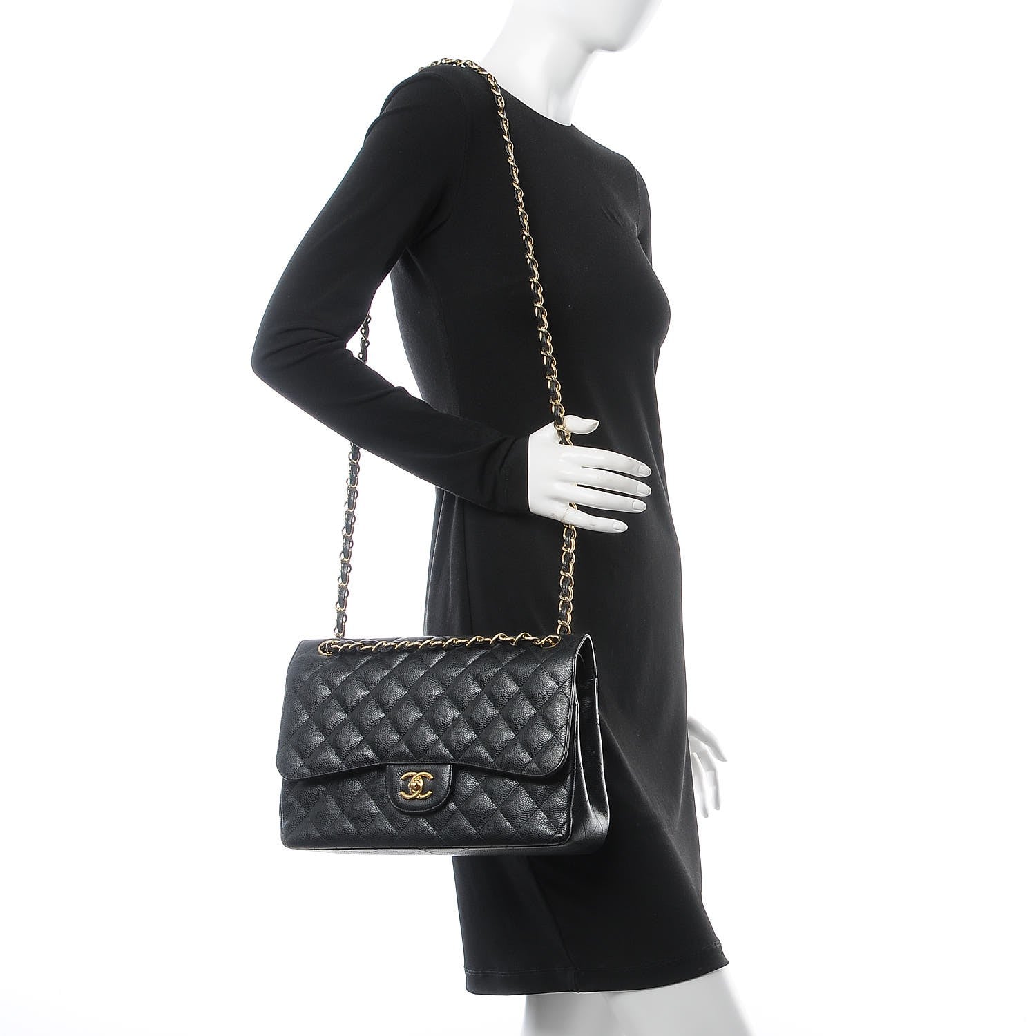 Chanel Caviar Quilted Jumbo Double Flap Black 3 of 16