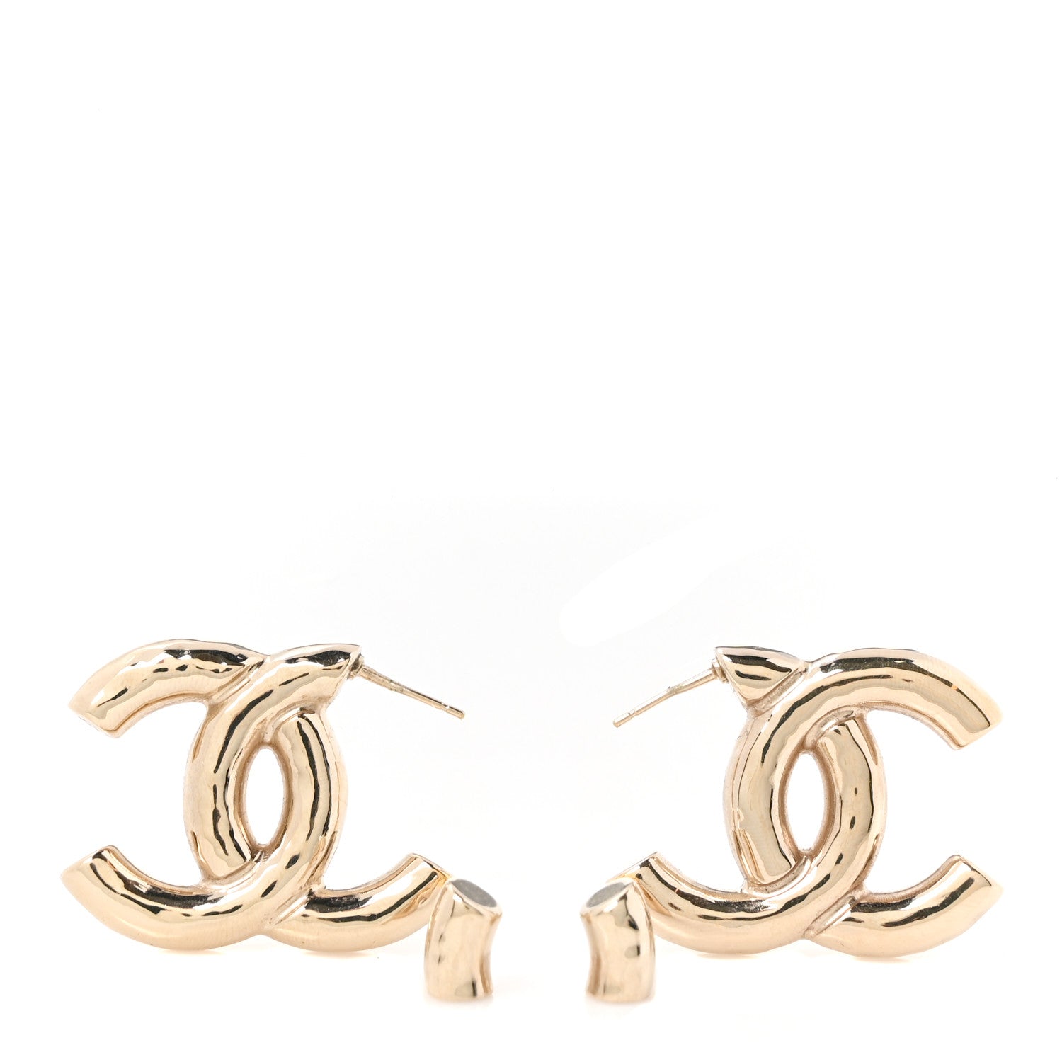 Chanel Metal Large CC Earrings Light Gold 3 of 5