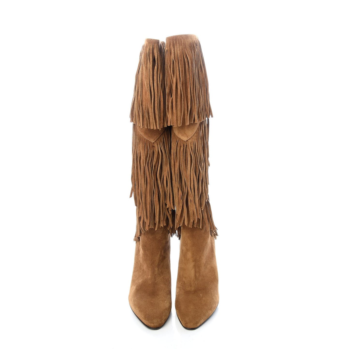 Suede Lily Knee High Fringed Boots 37 Cigar
