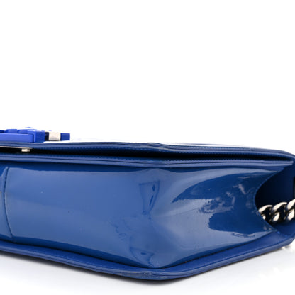 Chanel Patent Calfskin Quilted New Medium Plexiglass Boy Flap Blue 10 of 11