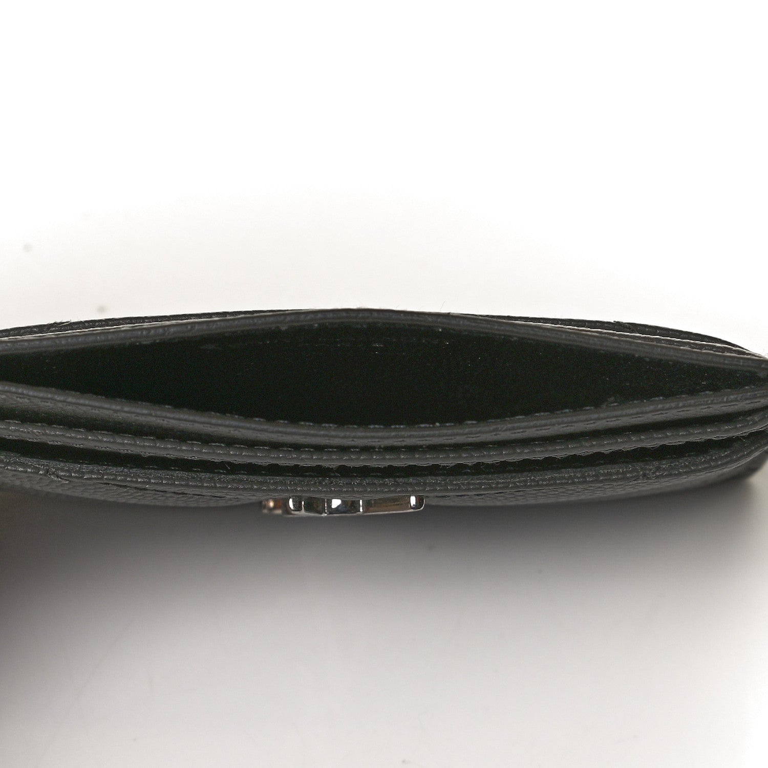 Saint Laurent Grain De Poudre Matelasse Chevron Monogram Credit Card Case Black 5 of 8