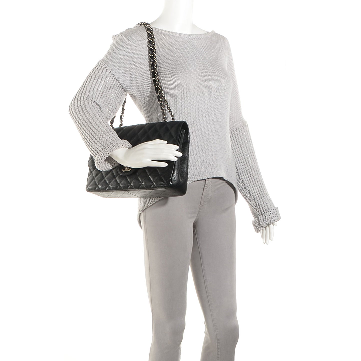 Caviar Jumbo Single Flap Black