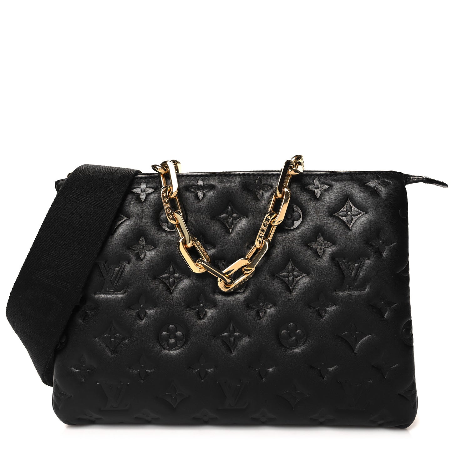 Lambskin Embossed Monogram Coussin PM Black