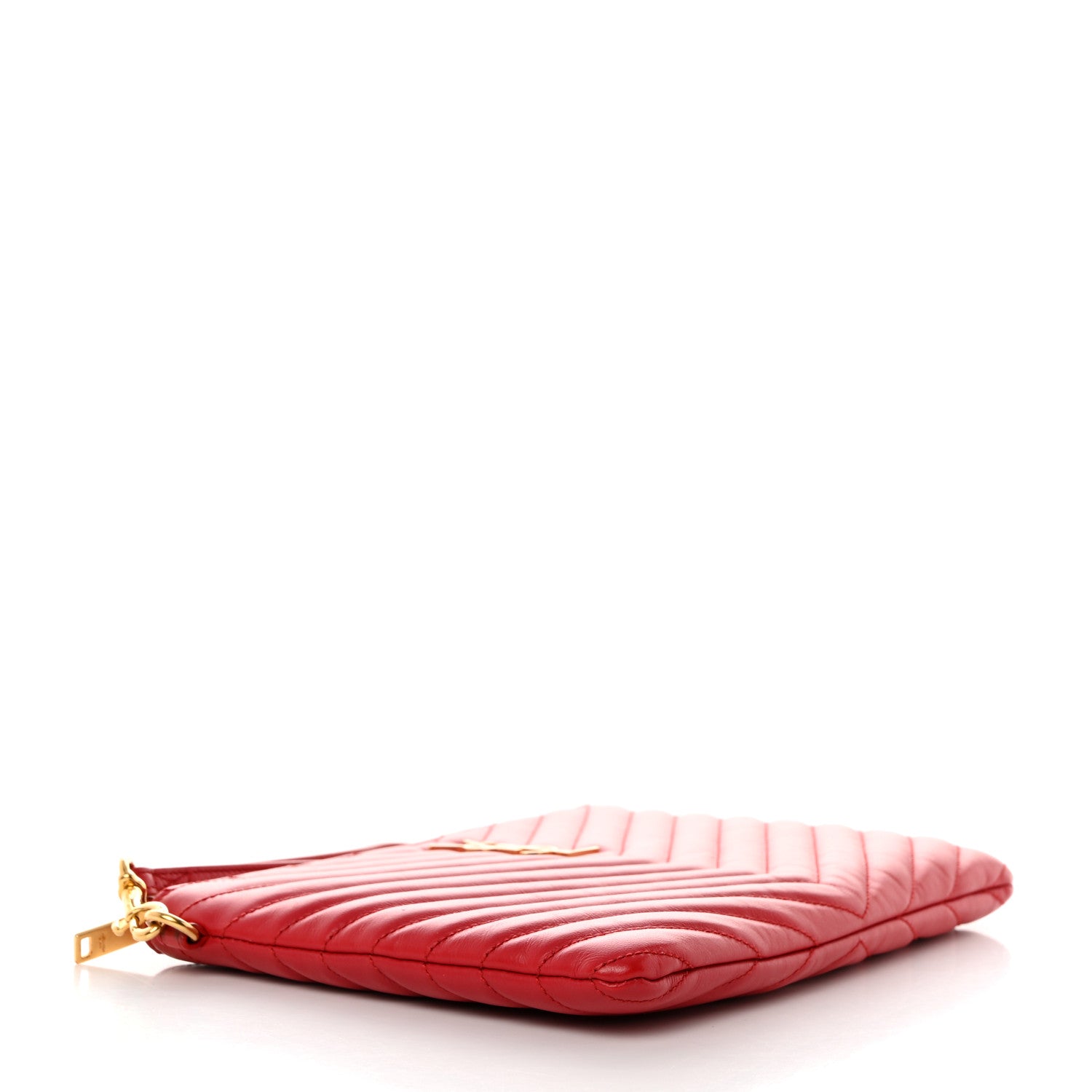 Saint Laurent Calfskin Matelasse Chevron Monogram A5 Wristlet Bandana Red 4 of 10