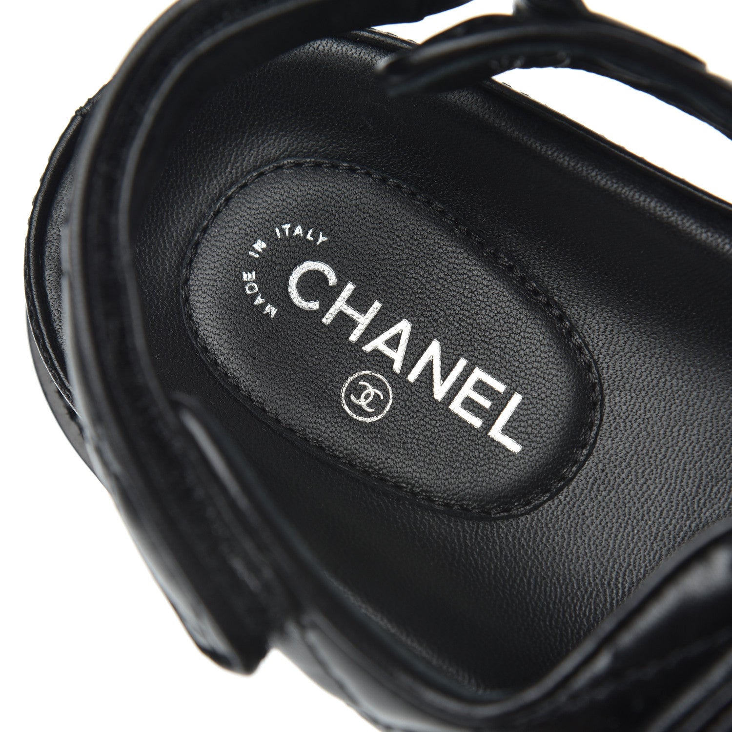 Chanel Lambskin Quilted Velcro Dad Sandals 38.5 Black 7 of 9