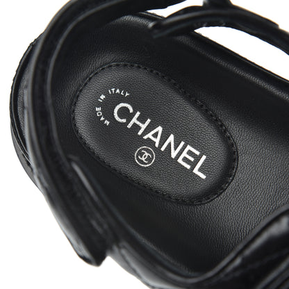 Chanel Lambskin Quilted Velcro Dad Sandals 38.5 Black 7 of 9