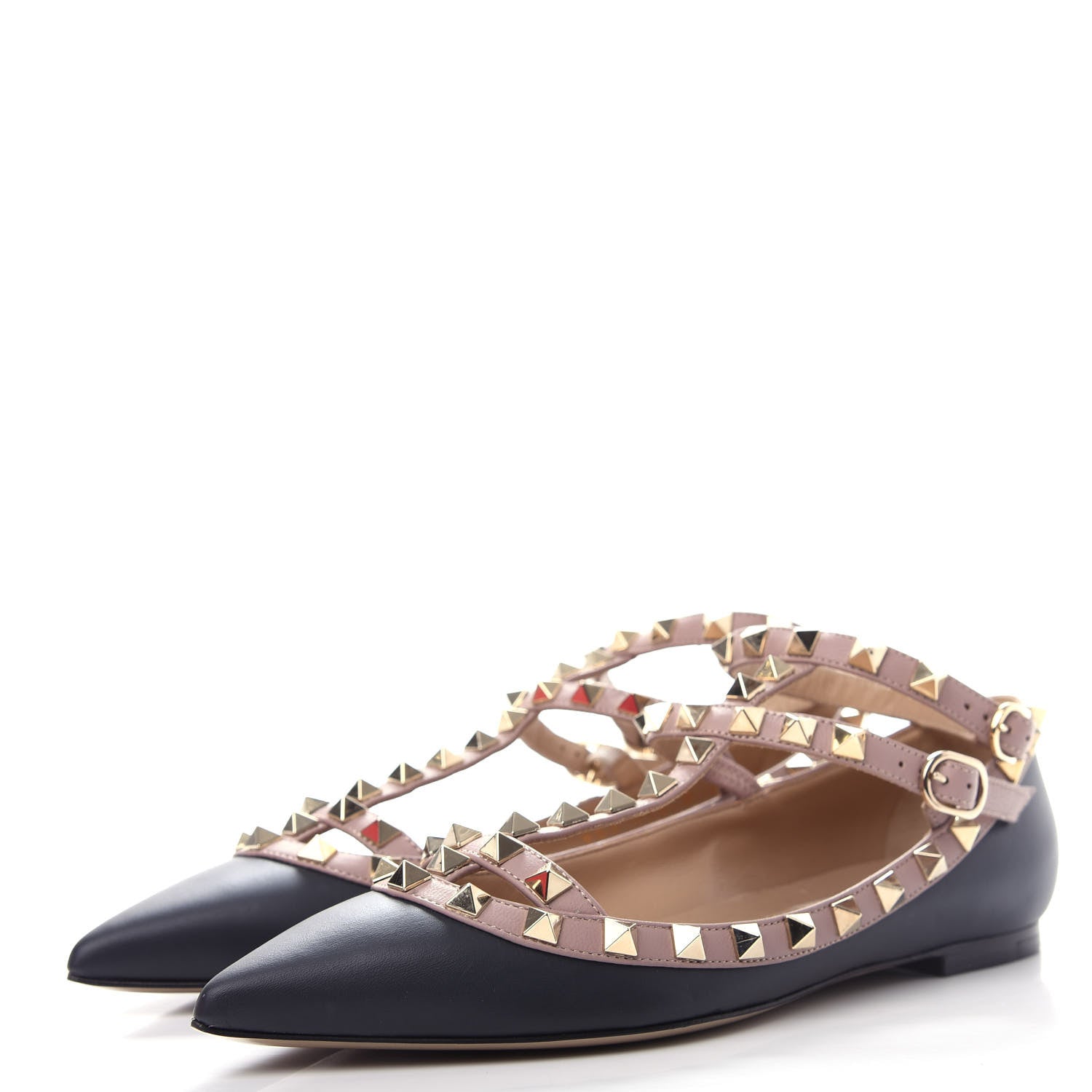 Valentino Garavani Nappa Rockstud Cage Ballerina Flats 35 Black Poudre 3 of 11