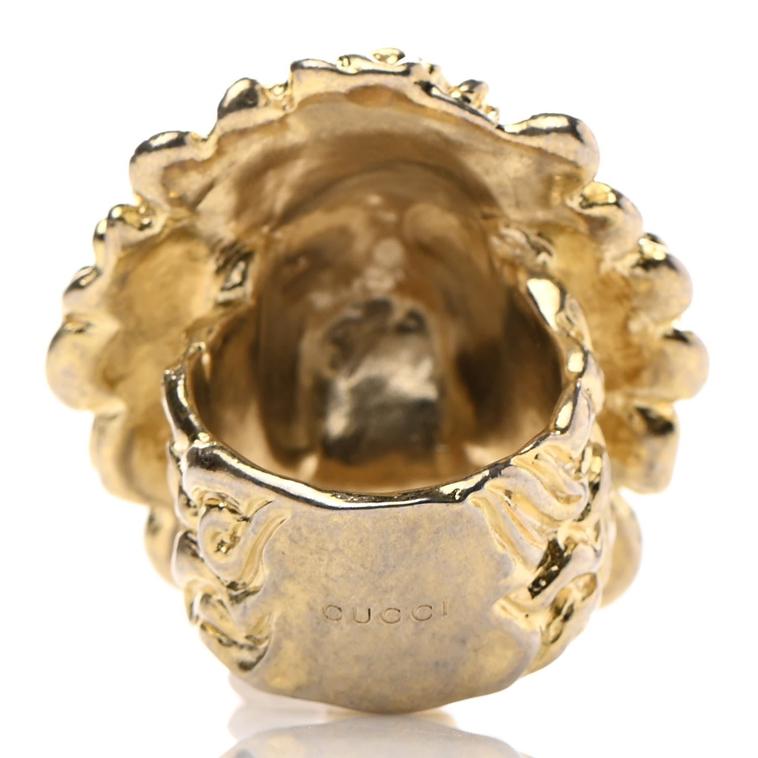 Gucci Metal Lion Head Ring M Aged Gold 3 of 9