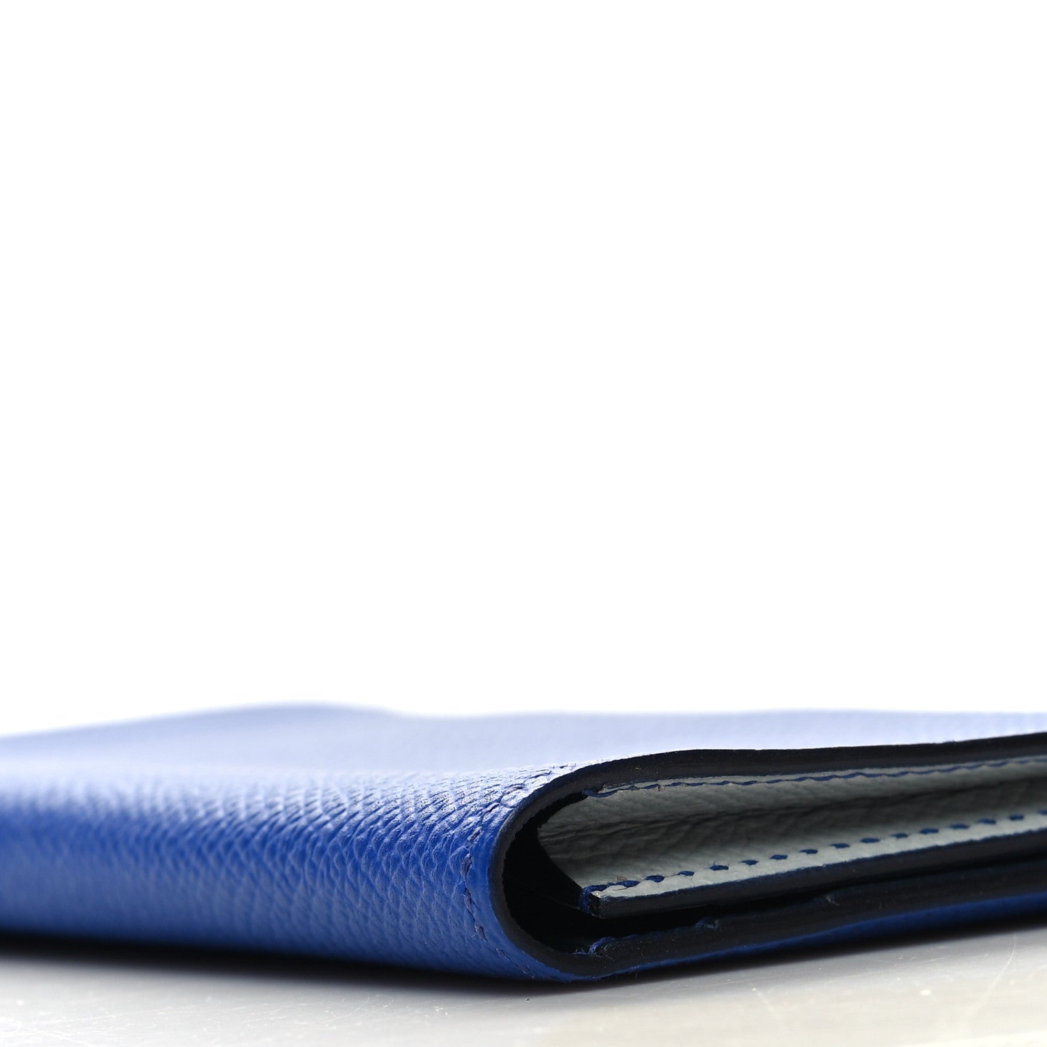 Hermes Epsom MC2 Fleming Checkbook Holder Wallet Bleu Electrique Gris Mouette 9 of 10