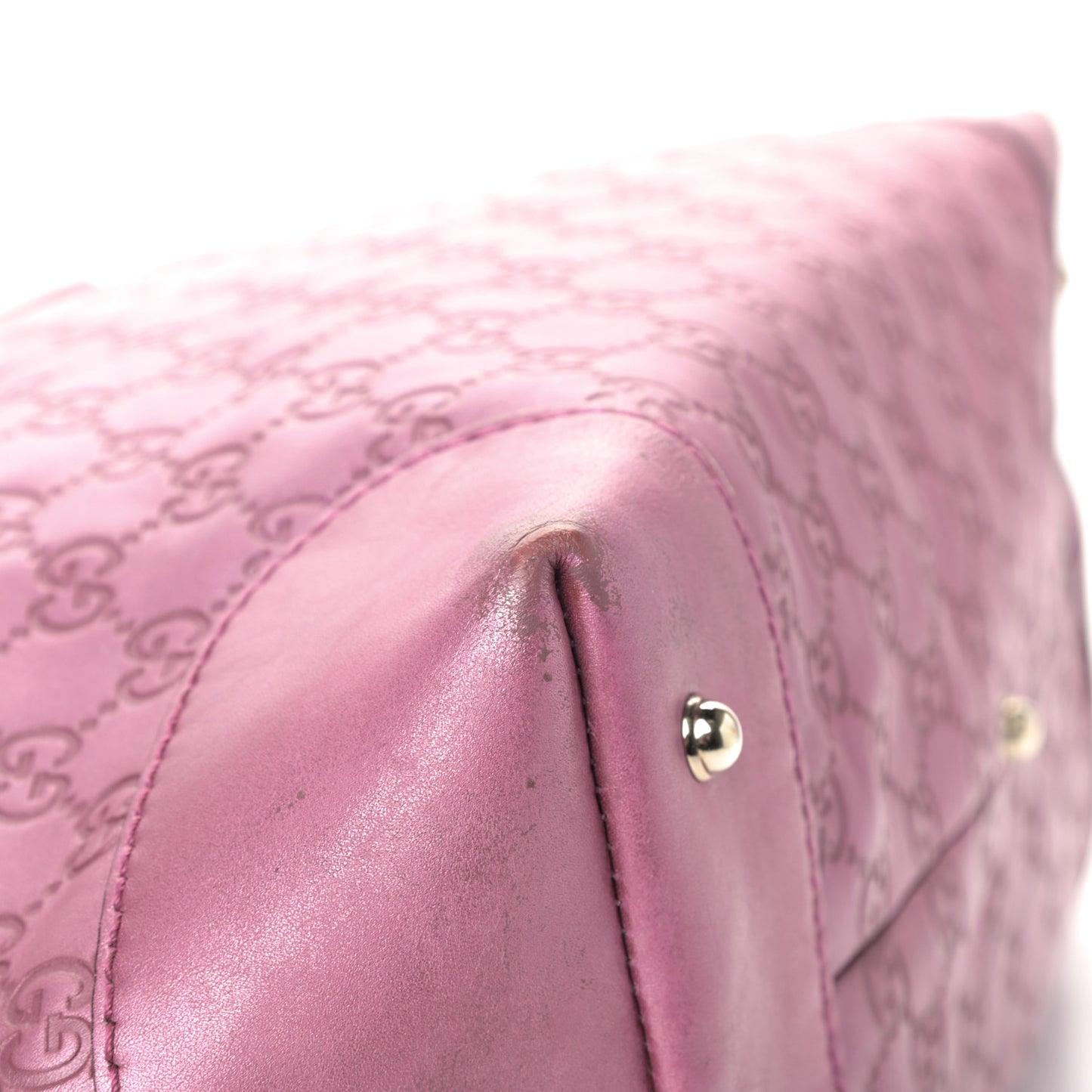 Metallic Soft Guccissima Large Heart Bit Charm Top Handle Tote Fresia Rose