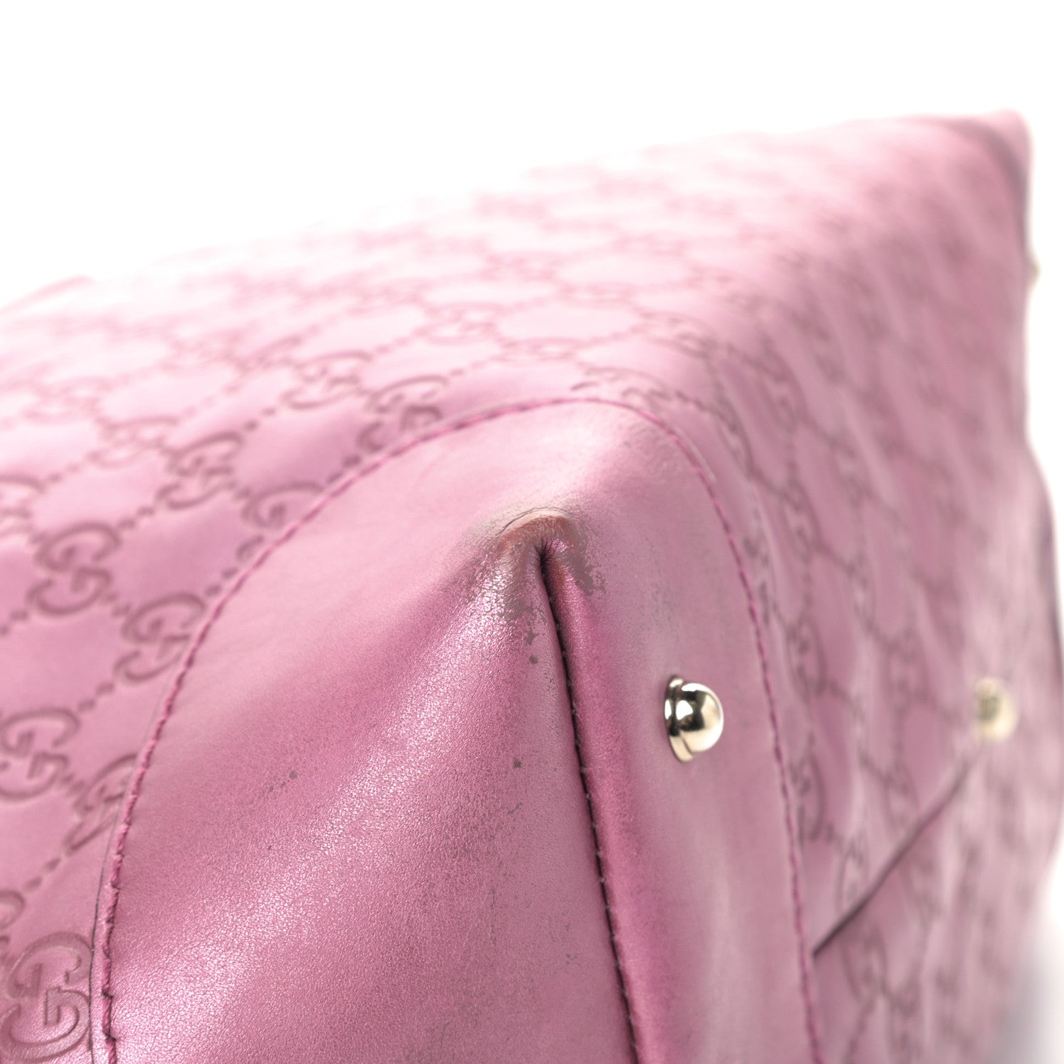 Gucci Metallic Soft Guccissima Large Heart Bit Charm Top Handle Tote Fresia Rose 15 of 22