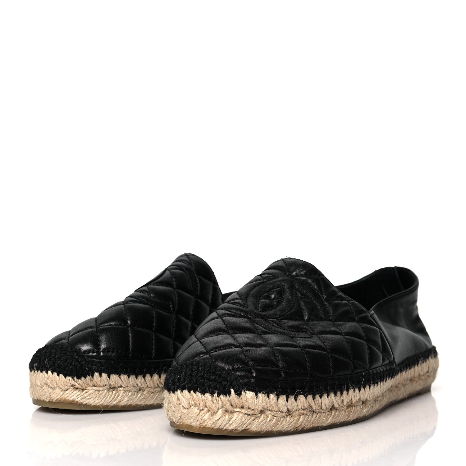 Chanel Lambskin Quilted CC Espadrilles 41 Black 3 of 8