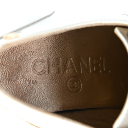 Chanel Patent CC Lace Up Ankle Boots 37.5 White 7 of 8