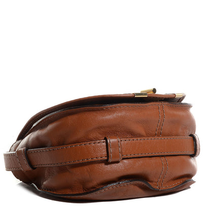 Chloe Calfskin Mini Marcie Lock Round Crossbody Bag Brown 4 of 8