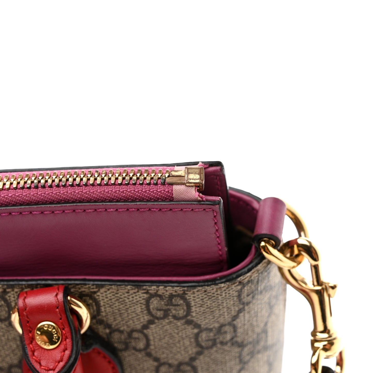 GG Supreme Monogram Mini Zip Top Tote Beige Dry Rose