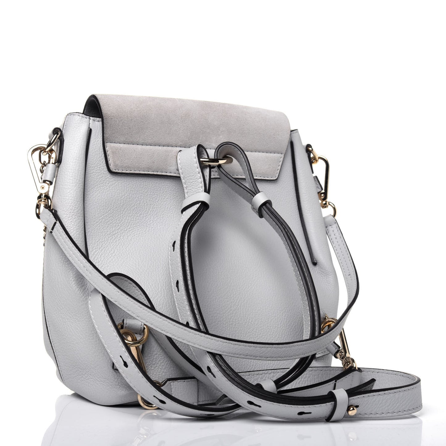 Suede Calfskin Small Faye Backpack Airy Grey