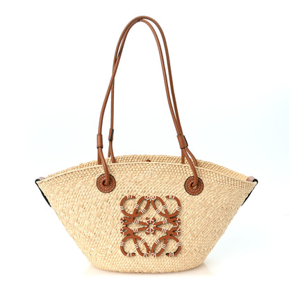 Loewe Calfskin Raffia Small Anagram Basket Tote Bag Natural Tan 1 of 10