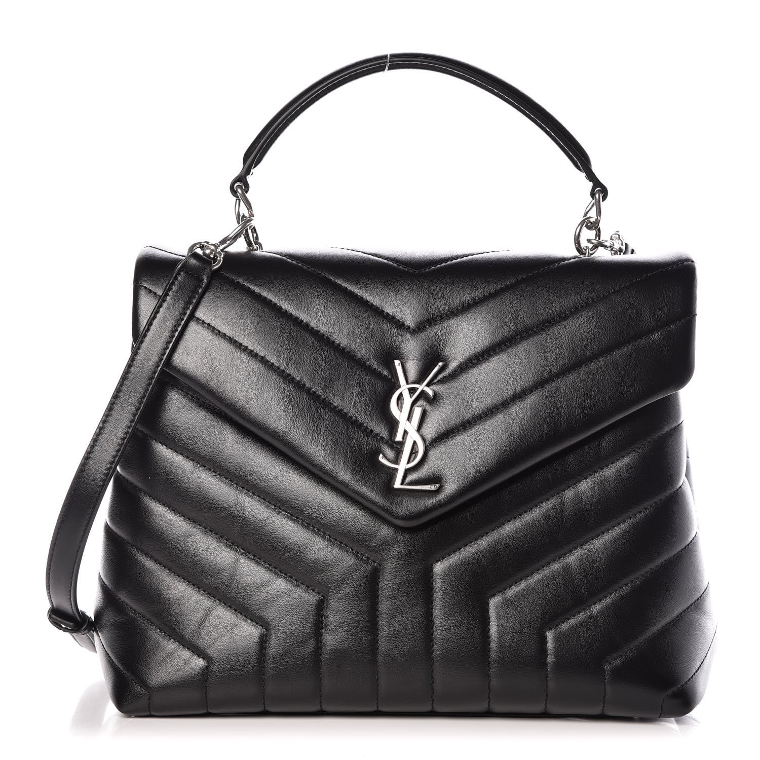 Saint Laurent Calfskin Y Quilted Monogram Medium Loulou Satchel Black 1 of 9