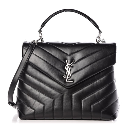 Saint Laurent Calfskin Y Quilted Monogram Medium Loulou Satchel Black 1 of 9