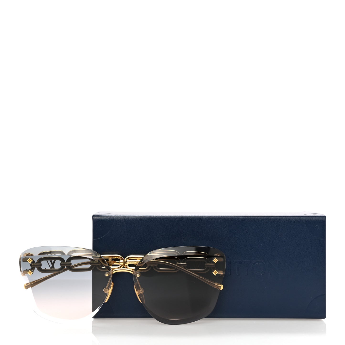 Metal Rimless LV Jewel Cat Eye Sunglasses Z1626U Gradient Blue