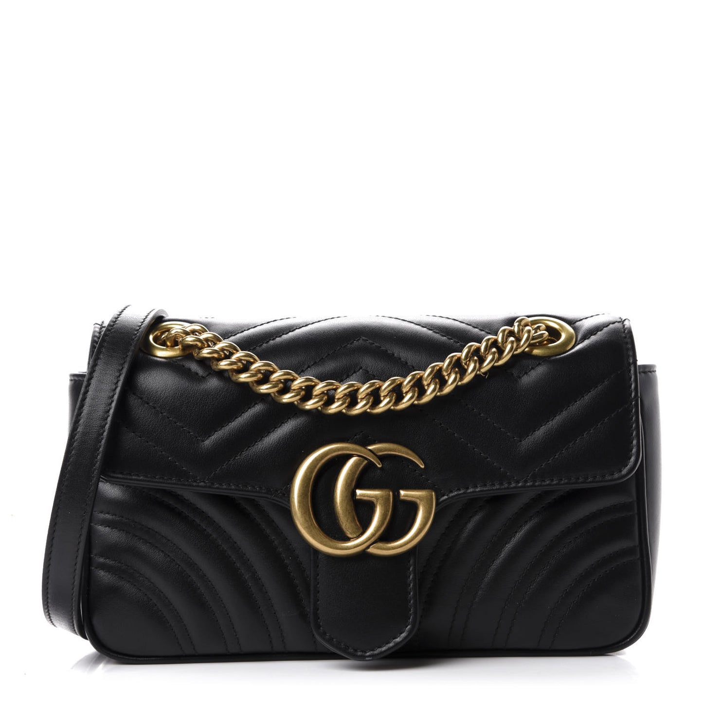Calfskin Matelasse Mini GG Marmont Shoulder Bag Black