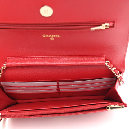 Chanel Caviar Quilted Wallet On Chain WOC Red 4 of 11