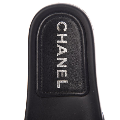 Chanel Lambskin Quilted CC Mules Sandals 37 Black 7 of 8