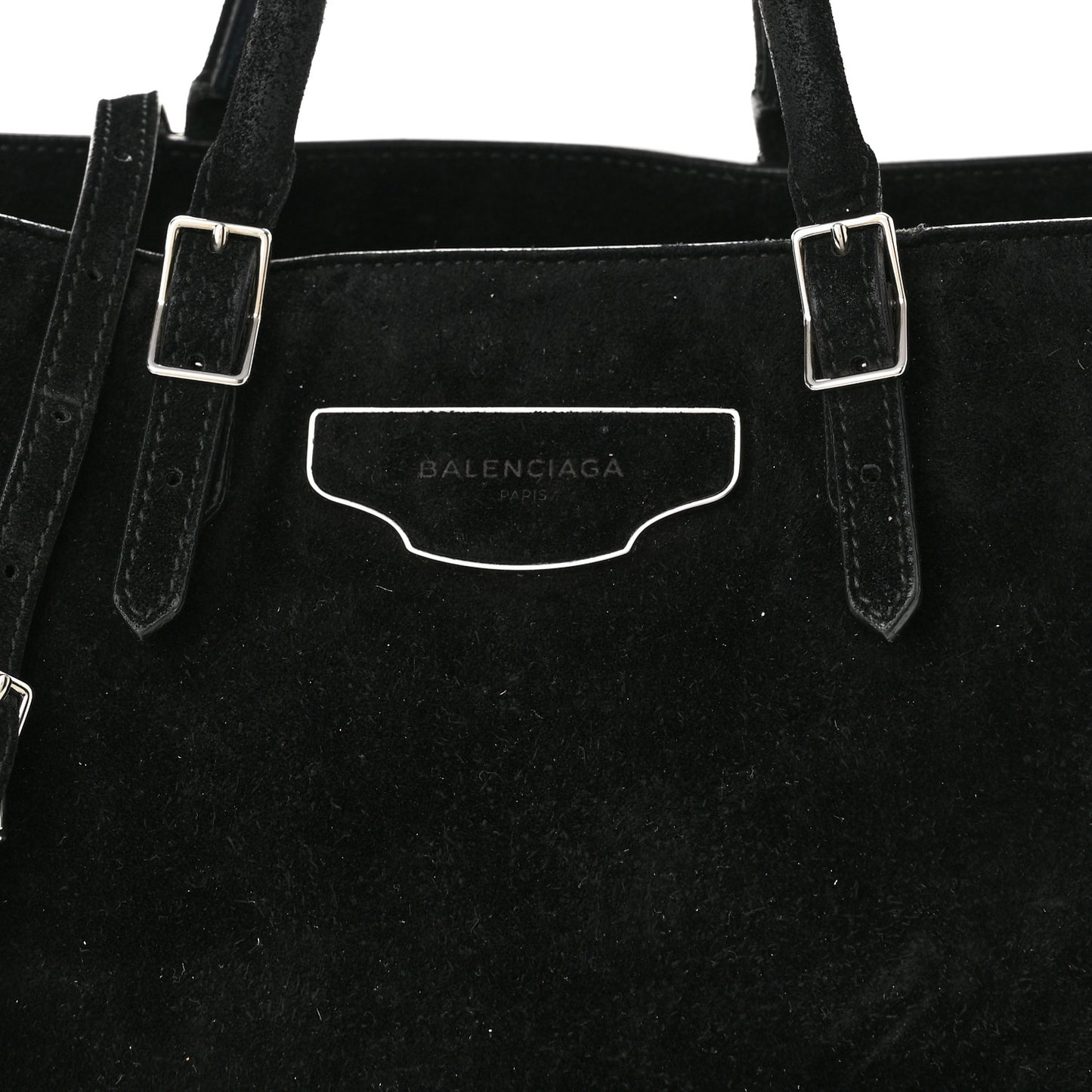 Baby Daim Suede Plate Hardware Papier A6 Zip Around Tote Black