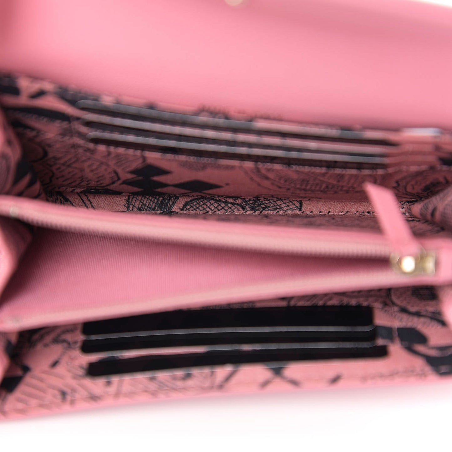 Goatskin Camellia CC Flap Card Holder Pink Black