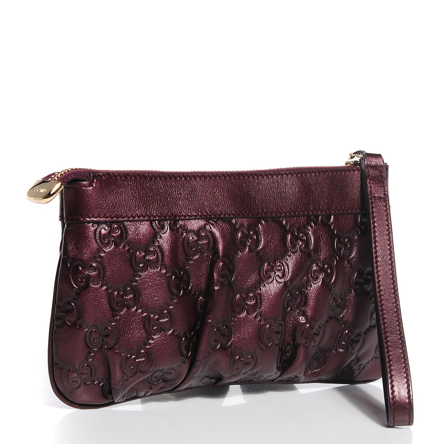 Gucci Guccissima D Gold Wristlet Bordeaux 3 of 8