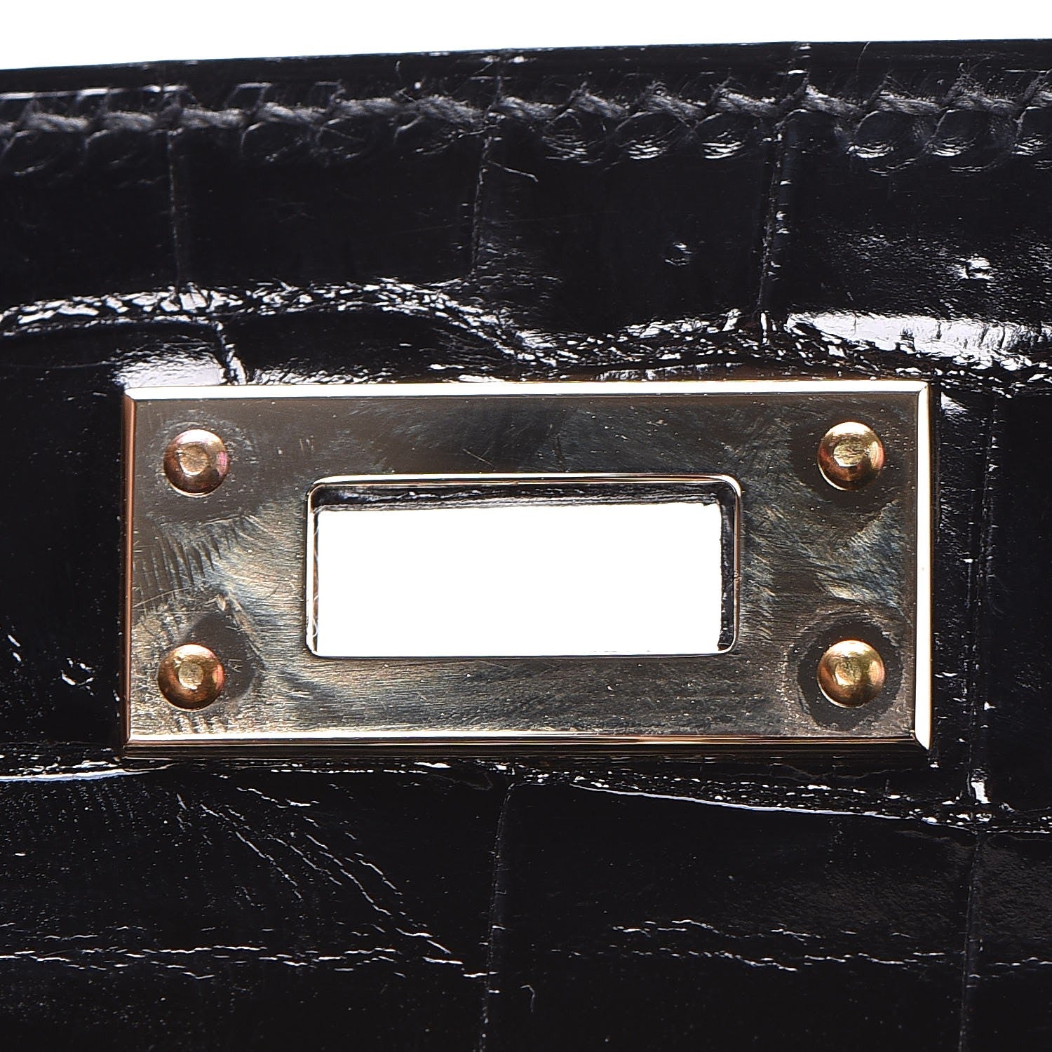 Hermes Shiny Niloticus Crocodile Kelly Cut Pochette Black 11 of 24
