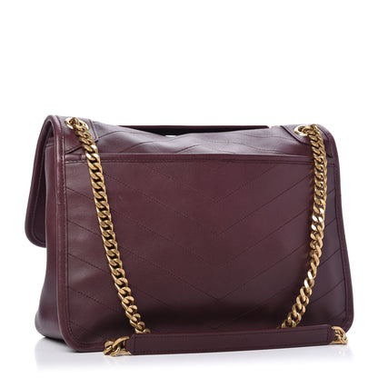 Saint Laurent Lambskin Matelasse Monogram Medium Niki Chain Satchel Burgundy 3 of 9
