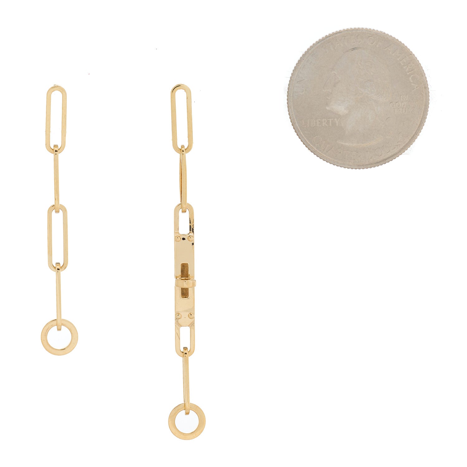 Hermes 18K Yellow Gold TPM Kelly Chaine Earrings 2 of 4