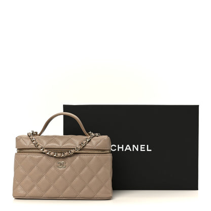 Chanel Caviar Quilted Top Handle Slim Vanity With Chain Dark Beige 11 of 11