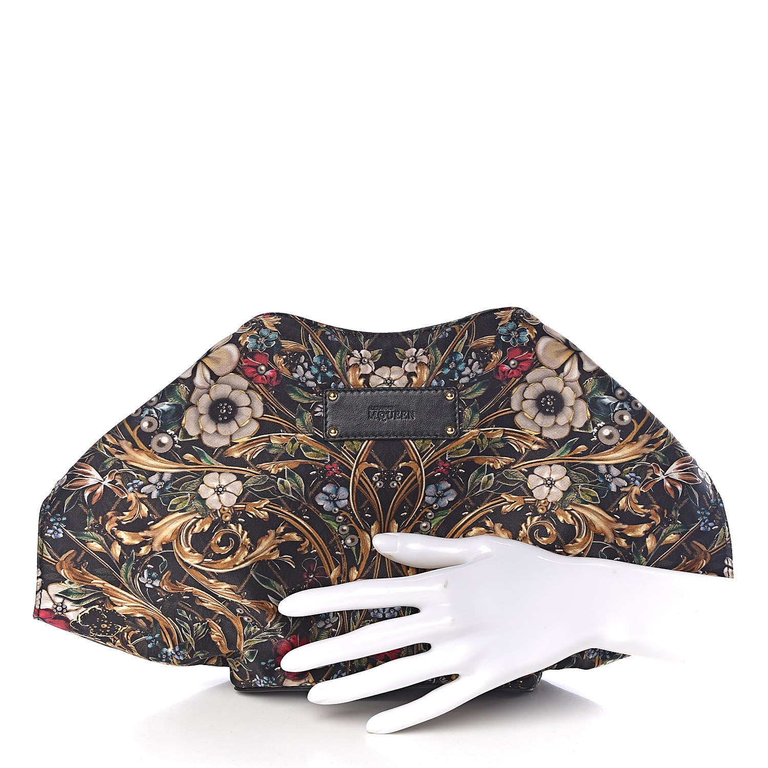 Alexander McQueen Silk Floral Print De Manta Clutch Black Multicolor 2 of 8