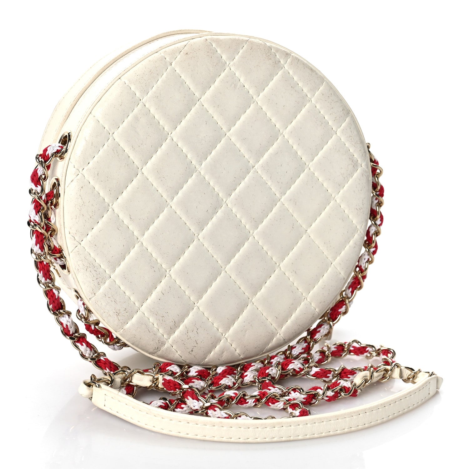 Chanel Lambskin Coco Lifesaver Round Bag Red White 3 of 11