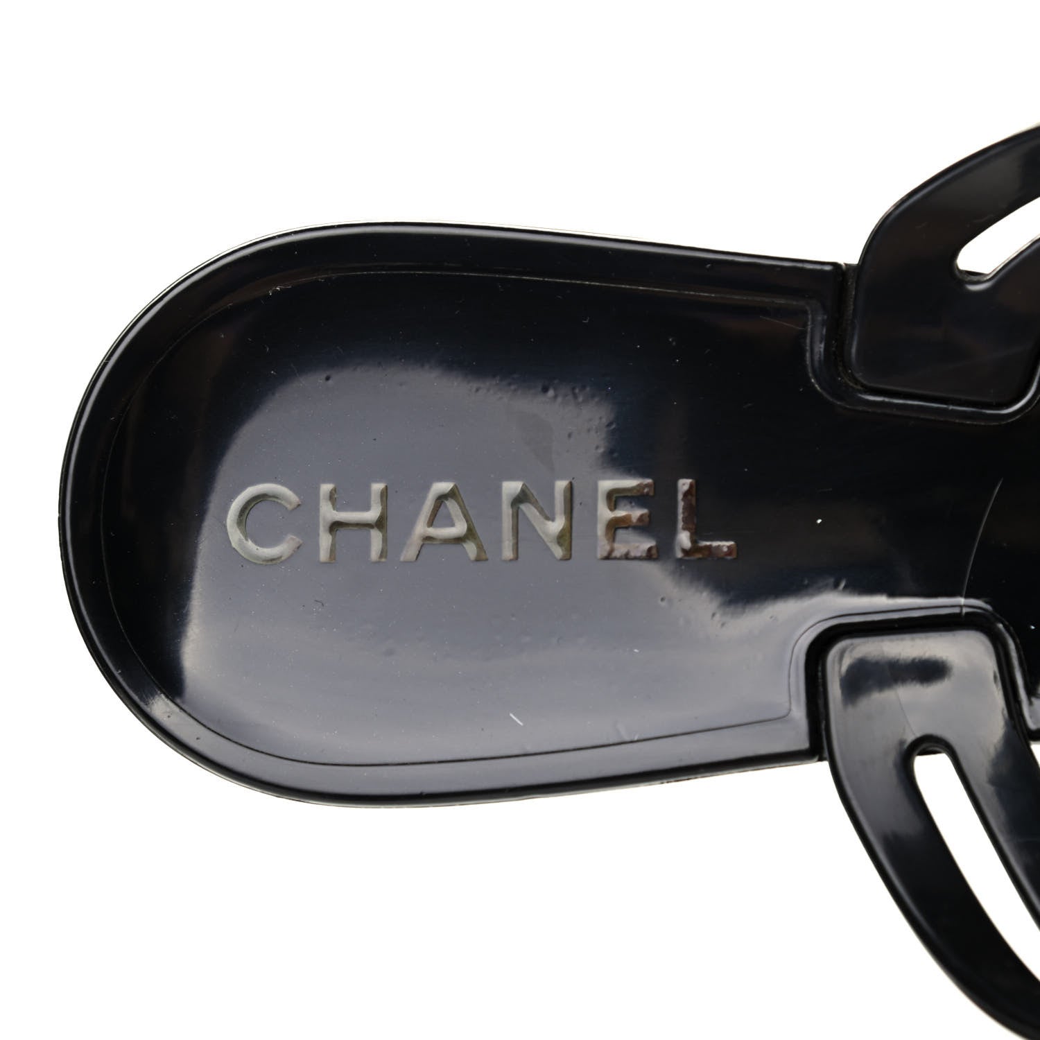 Chanel Jelly Camellia Thong Sandals 38 Black Ivory 6 of 8