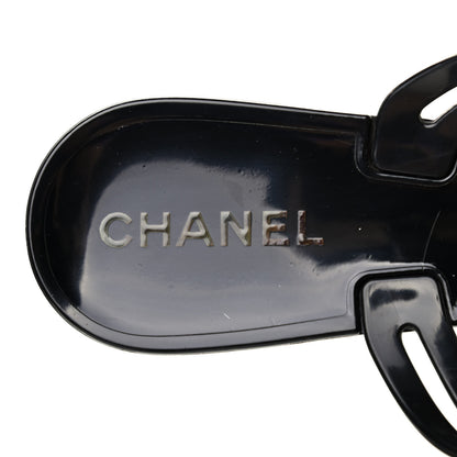 Chanel Jelly Camellia Thong Sandals 38 Black Ivory 6 of 8