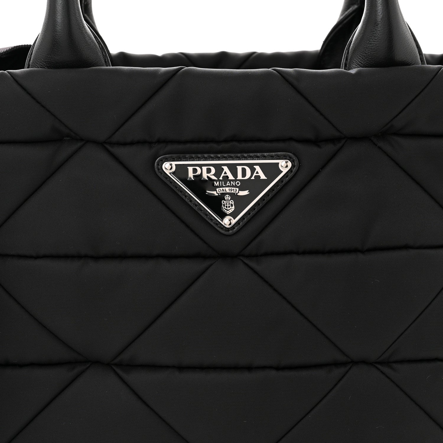 Prada Re-Nylon Nappa Triangle Quilted Padded Small Double Handled Zip Tote Black 9 of 11