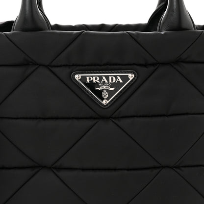 Prada Re-Nylon Nappa Triangle Quilted Padded Small Double Handled Zip Tote Black 9 of 11