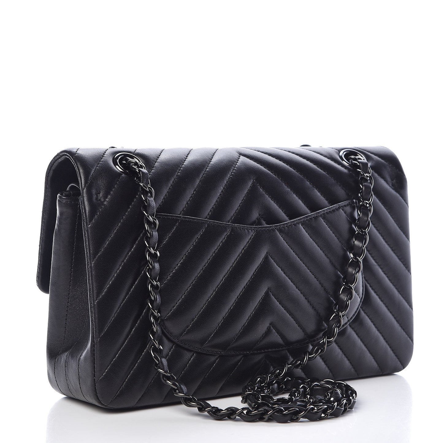 Lambskin Chevron Quilted Medium Double Flap So Black