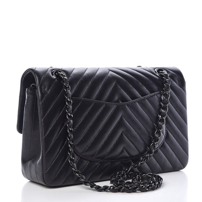 Chanel Lambskin Chevron Quilted Medium Double Flap So Black 3 of 13