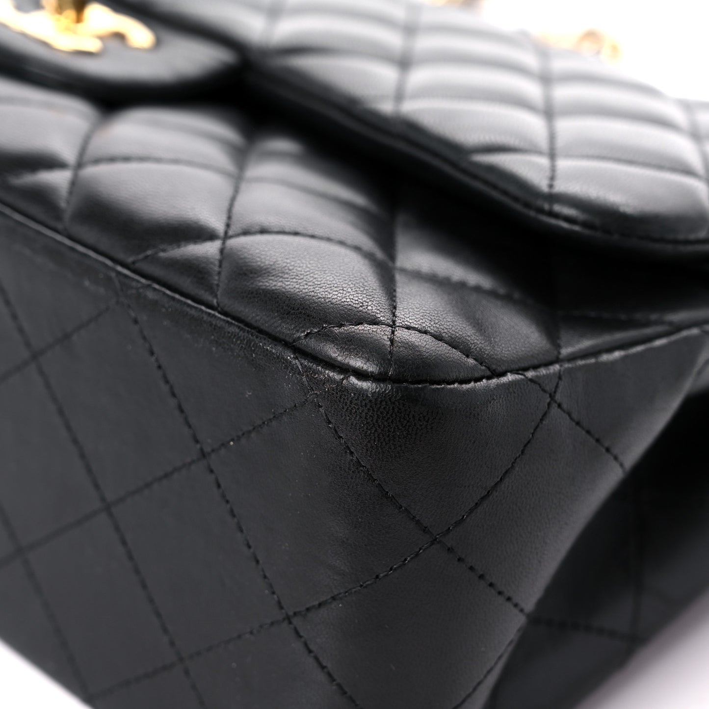 Lambskin Quilted Jumbo Double Flap Black