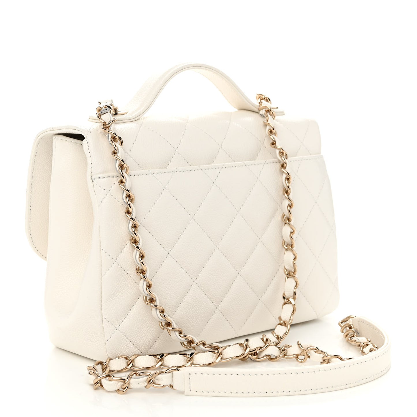 Caviar Quilted Medium Business Affinity Flap White