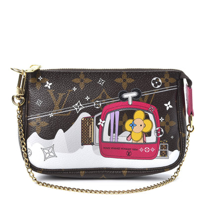 Louis Vuitton Monogram 2019 Christmas Animation Mini Courchevel Pochette Accessories Fuchsia 1 of 8
