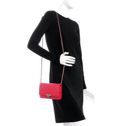 Chanel Caviar Quilted Golden Class Wallet On Chain WOC Fuchsia 2 of 9