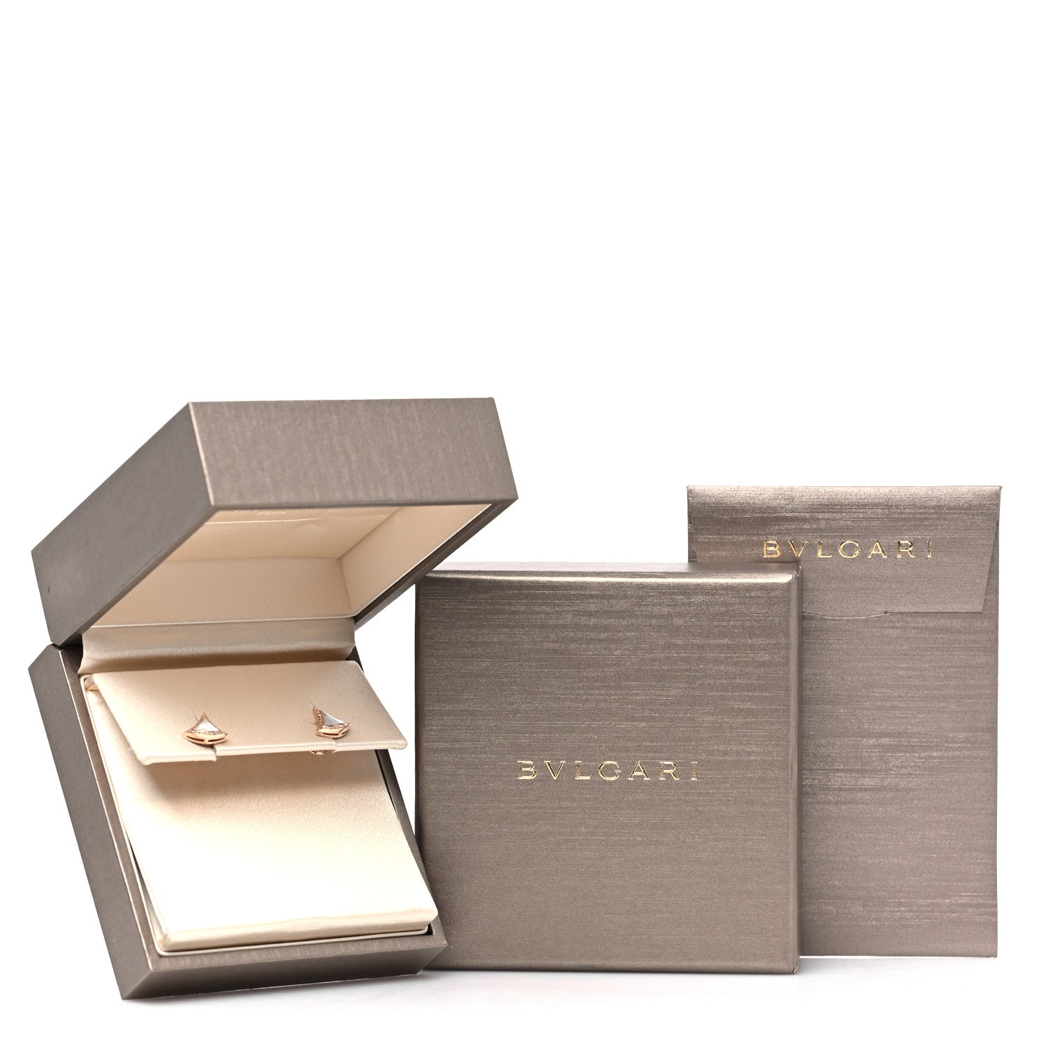 Bulgari 18K Rose Gold Diamond Mother of Pearl Divas' Dream Pave Stud Earrings 6 of 6
