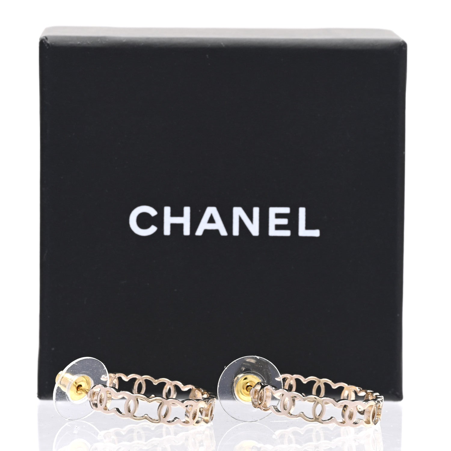 Chanel Metal CC Hoop Earrings Gold 6 of 6